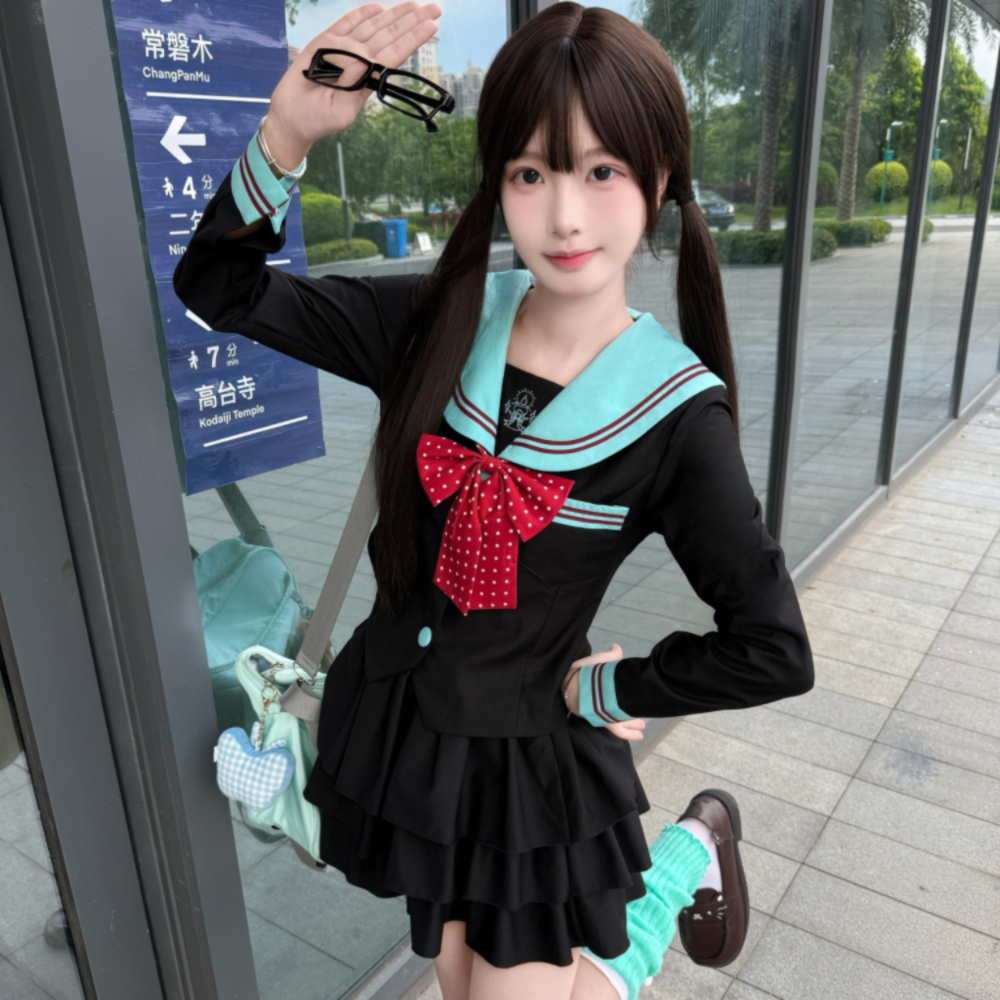 【岚菁聆】原创显瘦JK制服水手服套装校供感显瘦蛋糕裙学院风校服女