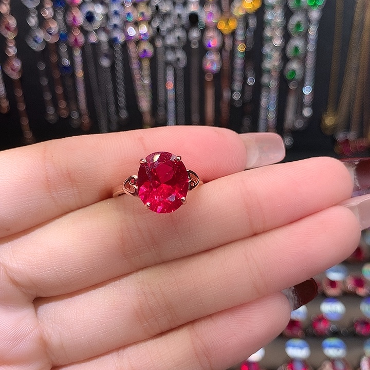 红宝石戒指银S925镶嵌1012