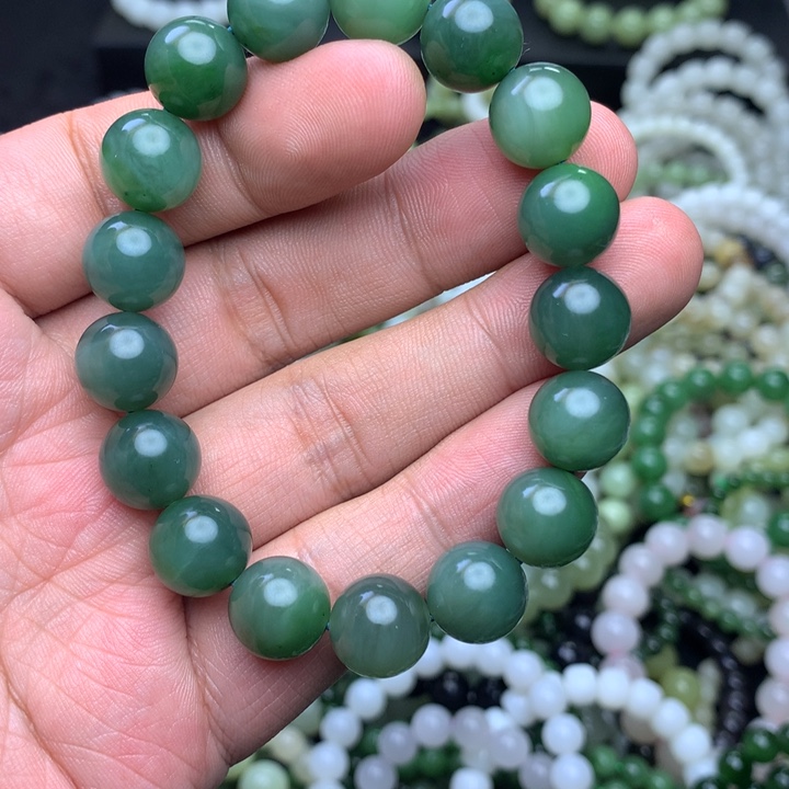 和田玉未镶嵌手串阿富汗碧玉 瓷蓝色调 卡12