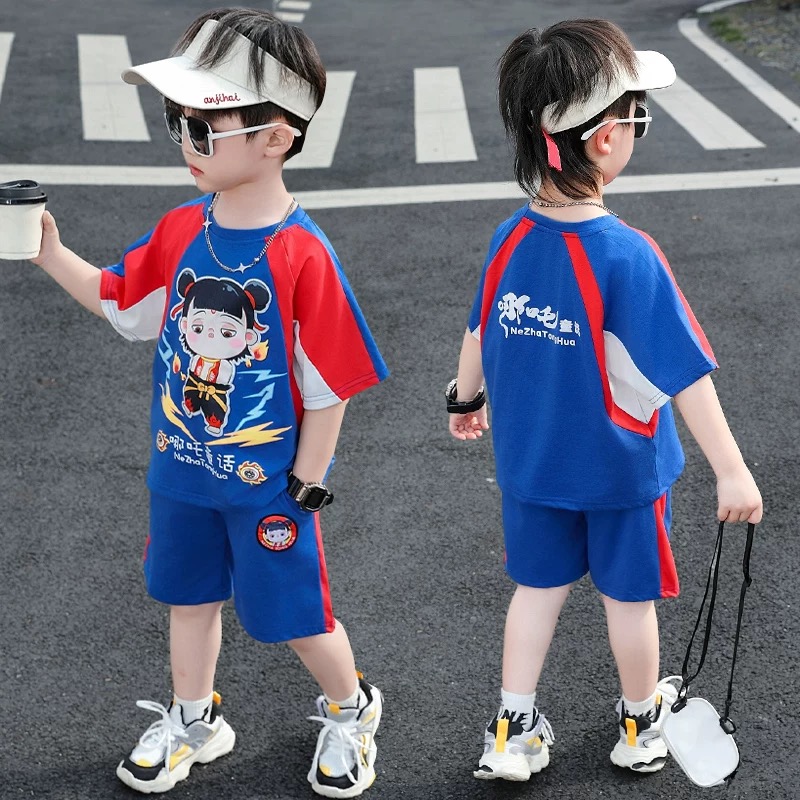 哪吒衣服男童宝宝夏季夏装套装2025新款儿童洋气衣服短袖两件套潮