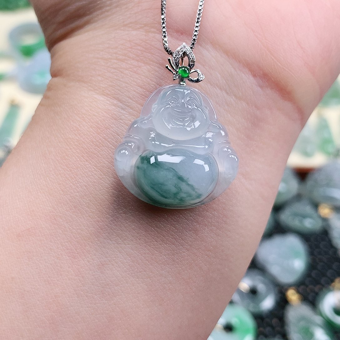 【闪购商品】翡翠吊坠(不含链)18K金镶嵌佛公