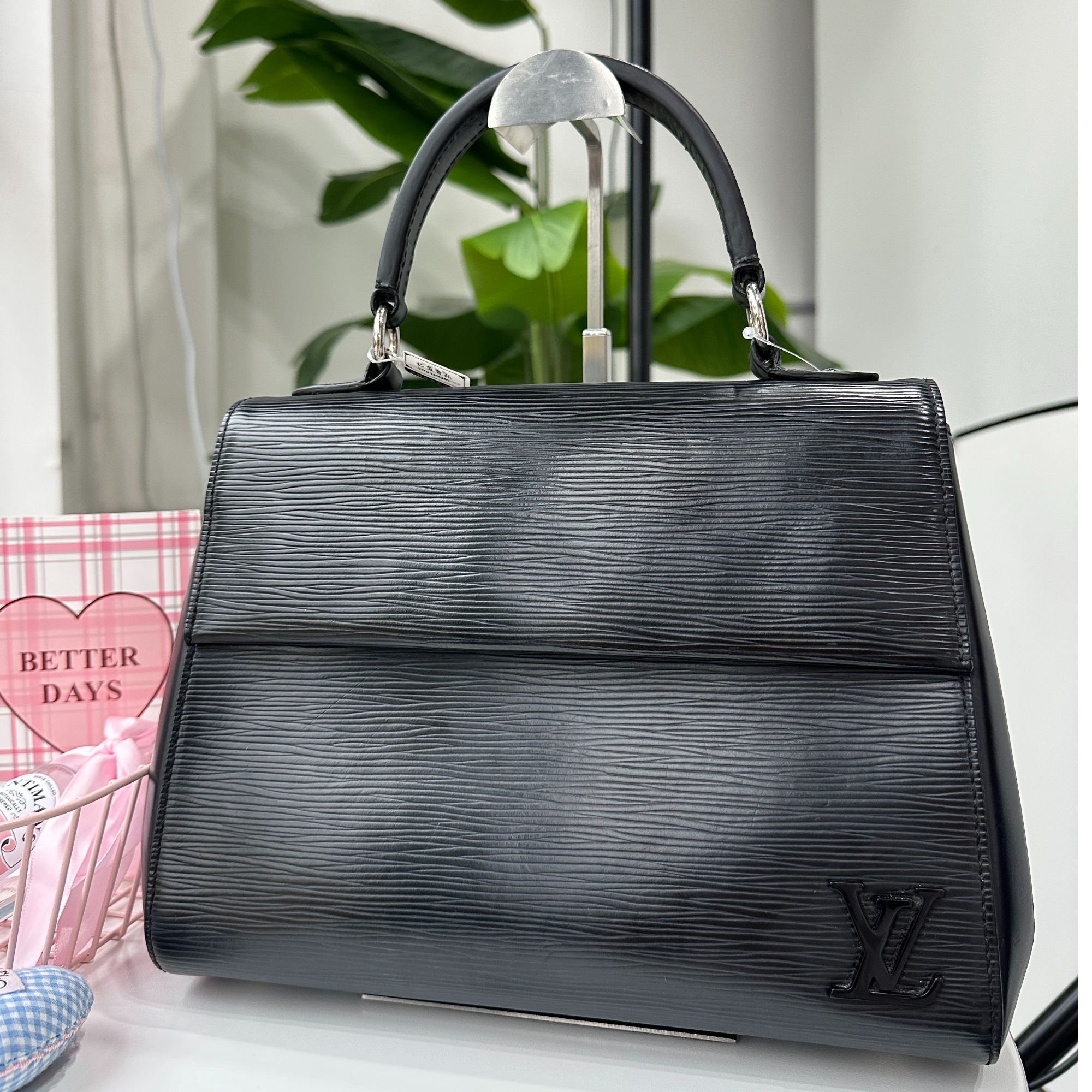 95新 LouisVuitton/路易威登 黑色水波纹克鲁尼bb/时尚女士手提包
