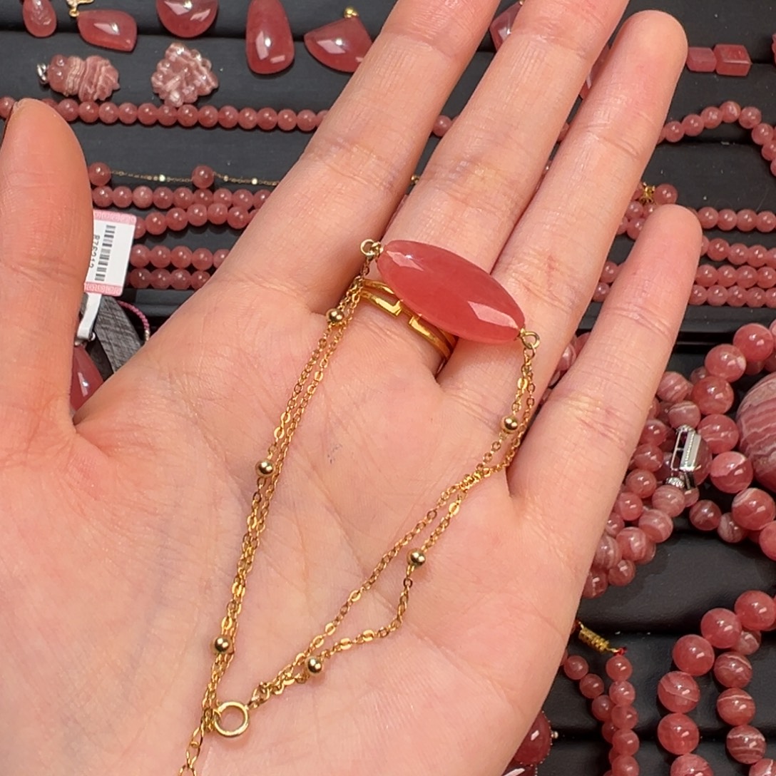 菱锰矿（红纹石）未镶嵌手绳