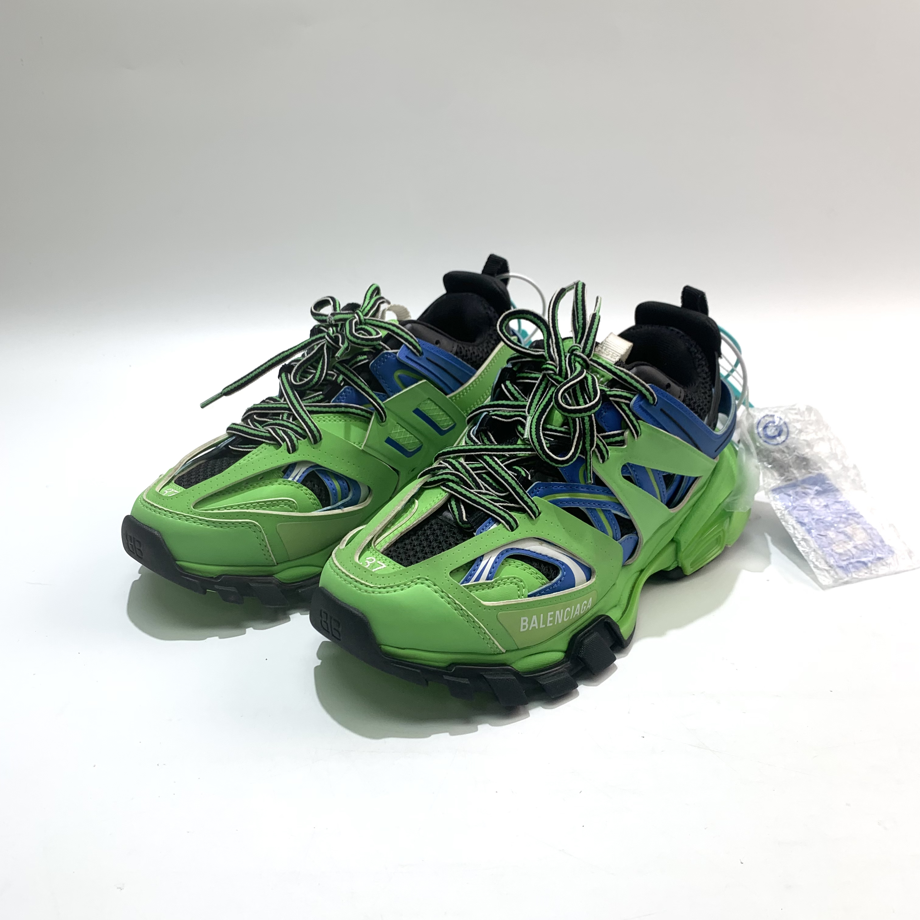 99新 Balenciaga/巴黎世家 37码track1.0老爹鞋黑绿bl0456