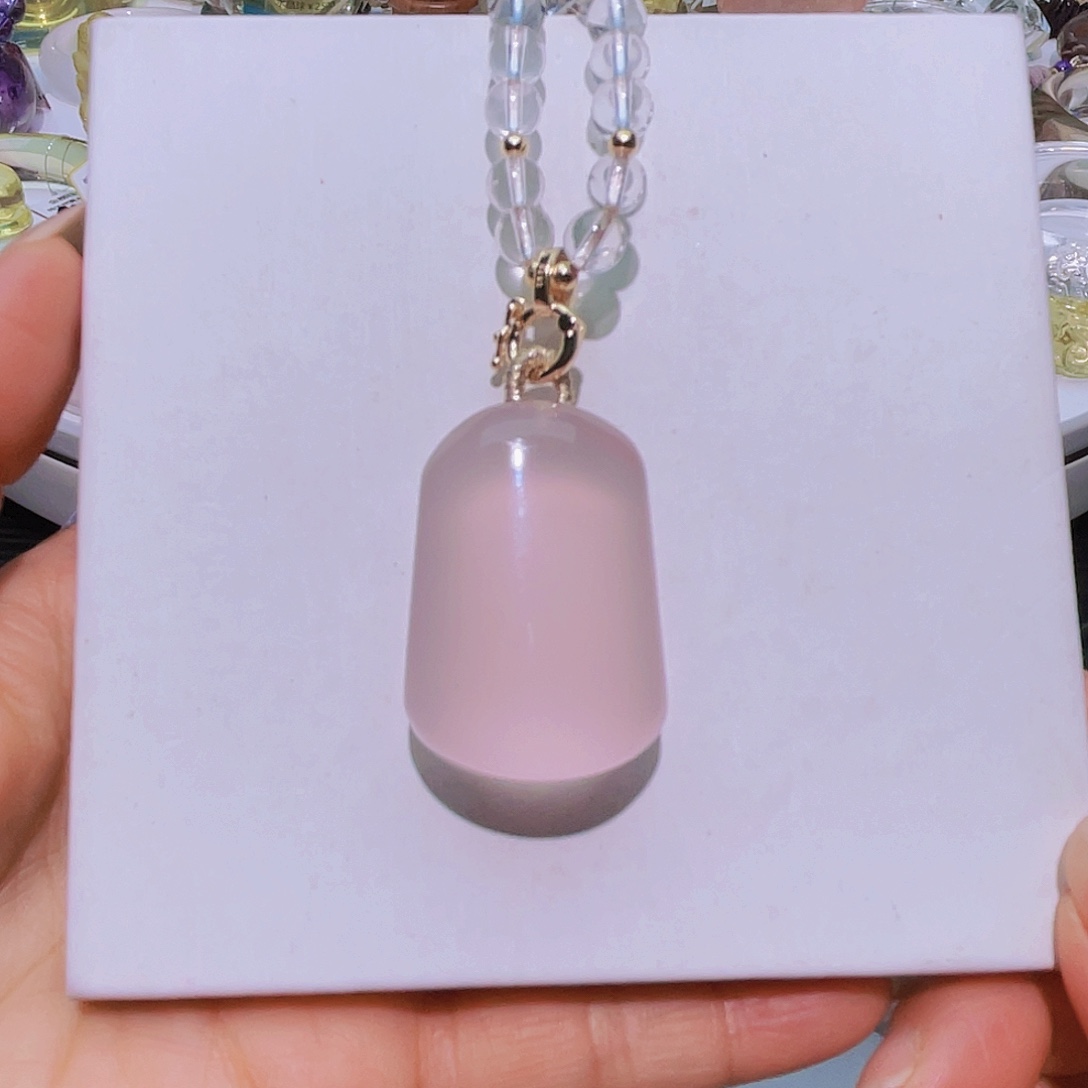 颈饰水晶未镶嵌天然粉水晶平安无事牌福利款