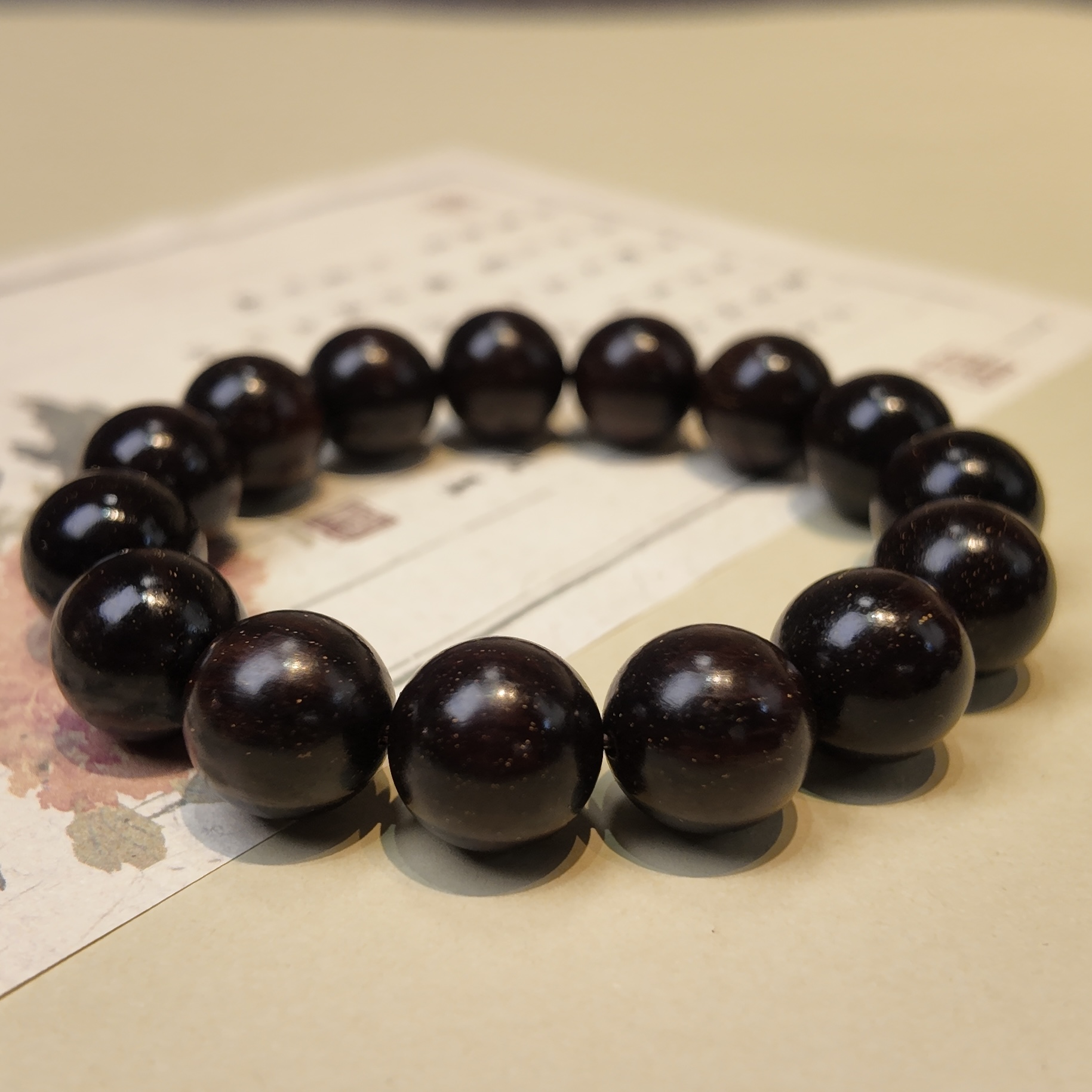 柏小宋印度小叶紫檀单圈手串15mm男士手链