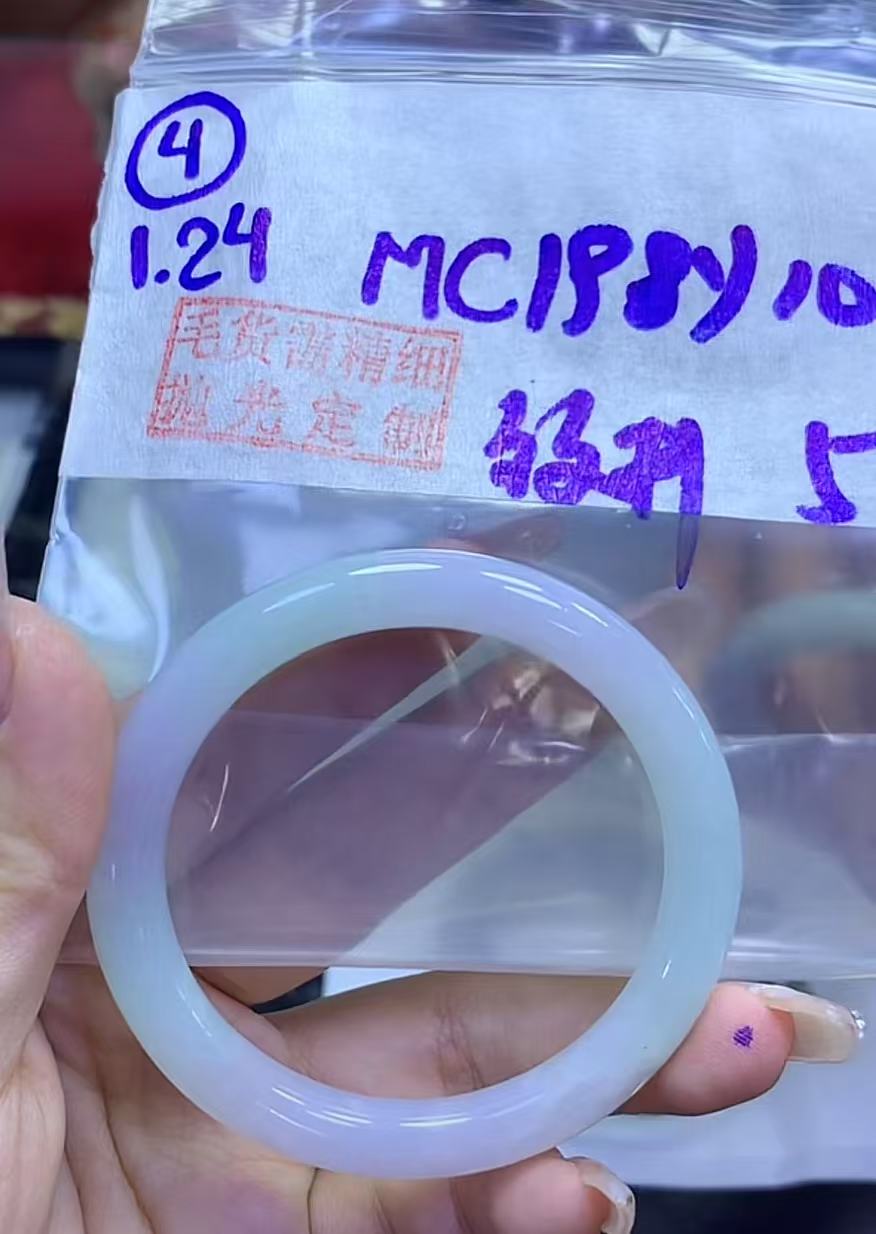 定制翡翠未镶嵌毛货需精细抛光4手镯纹53+198元+拍一发一