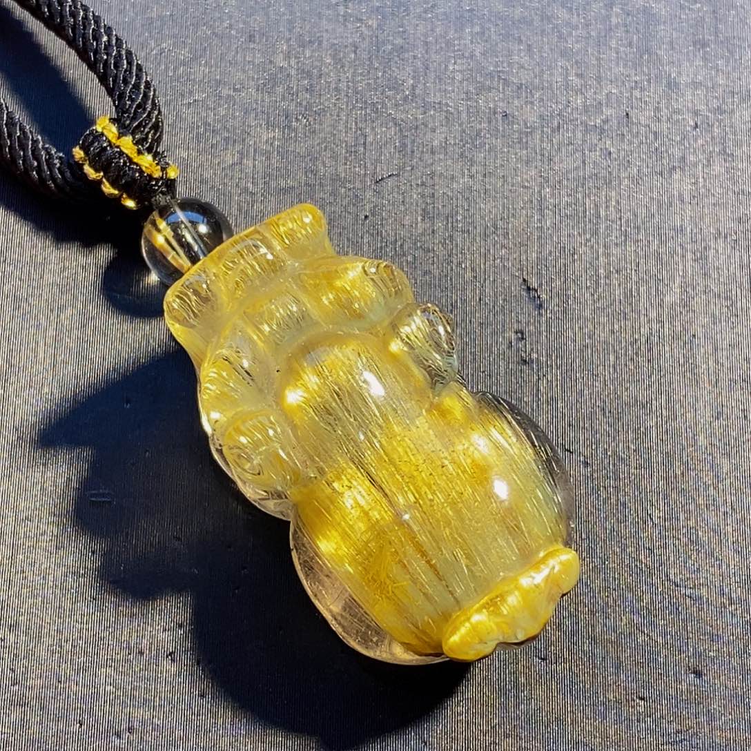 颈饰未镶嵌水晶天然发晶貔貅吊坠
