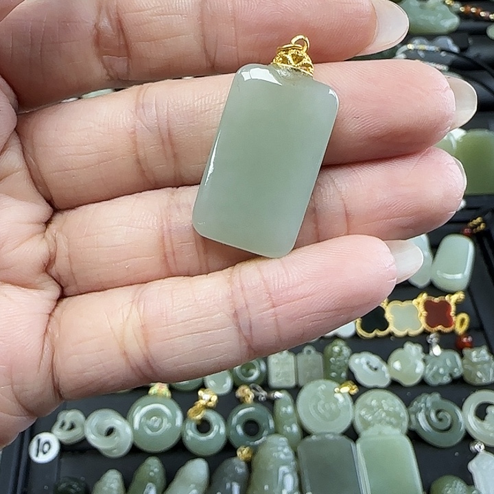 和田玉吊坠(不含链)银S925镶嵌