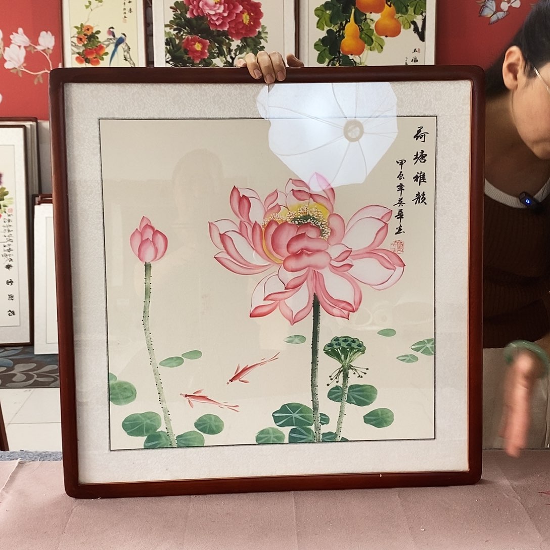 国画手写手绘国画作品62✖️62带框包邮