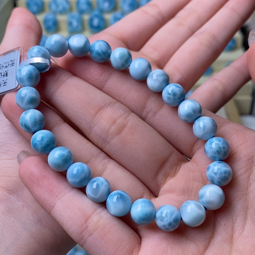 针钠钙石（海纹石）未镶嵌手串满色满纹性价比手串7mm