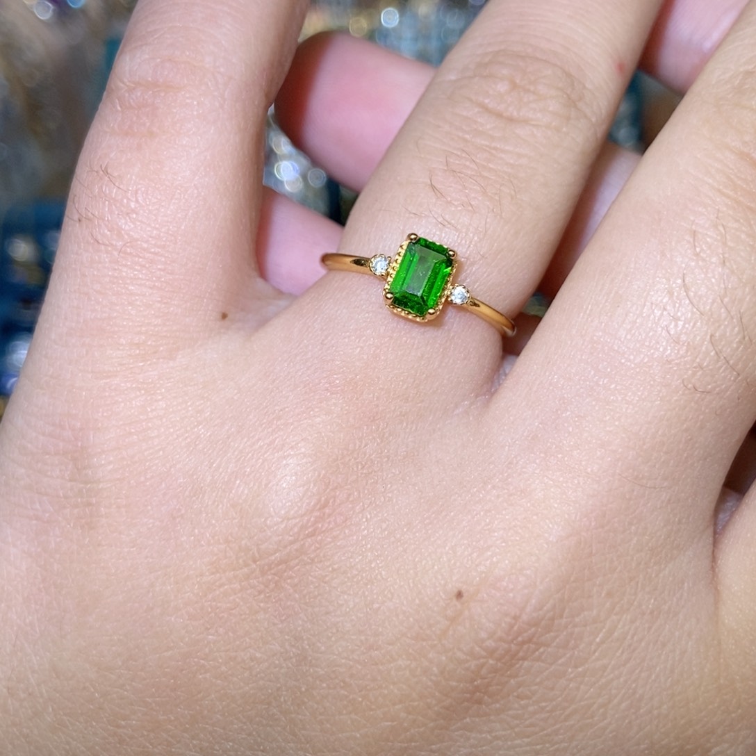 开口戒指透辉石银S925镶嵌