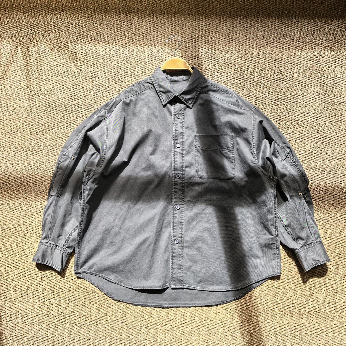 baggy！cleanfit科林费纯色洗水vantage轮廓衬衣长袖工装衬衫阔版