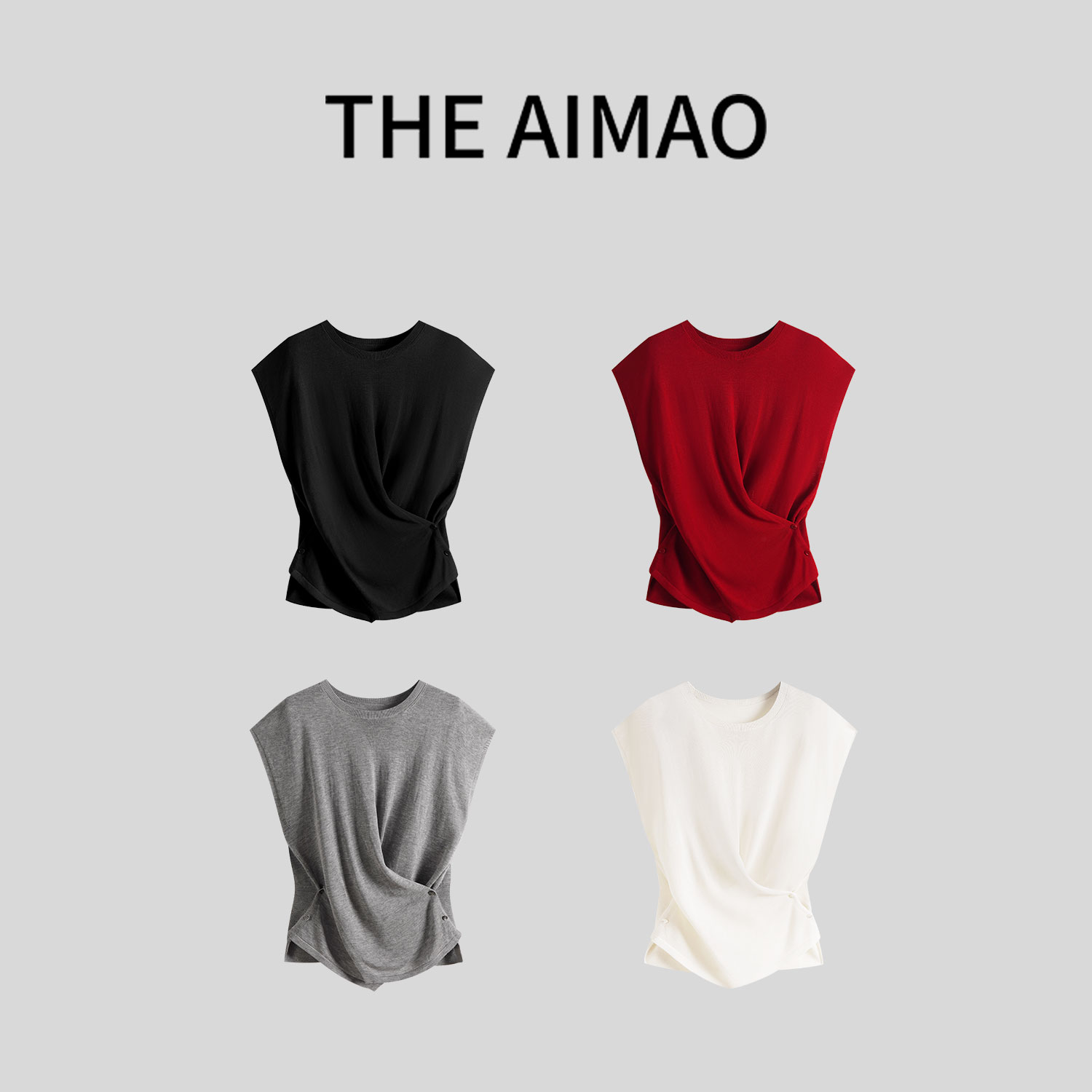 “云感塑形”桑蚕丝莱赛尔混纺14针围裹交叠扭结圆领上衣XYX82083