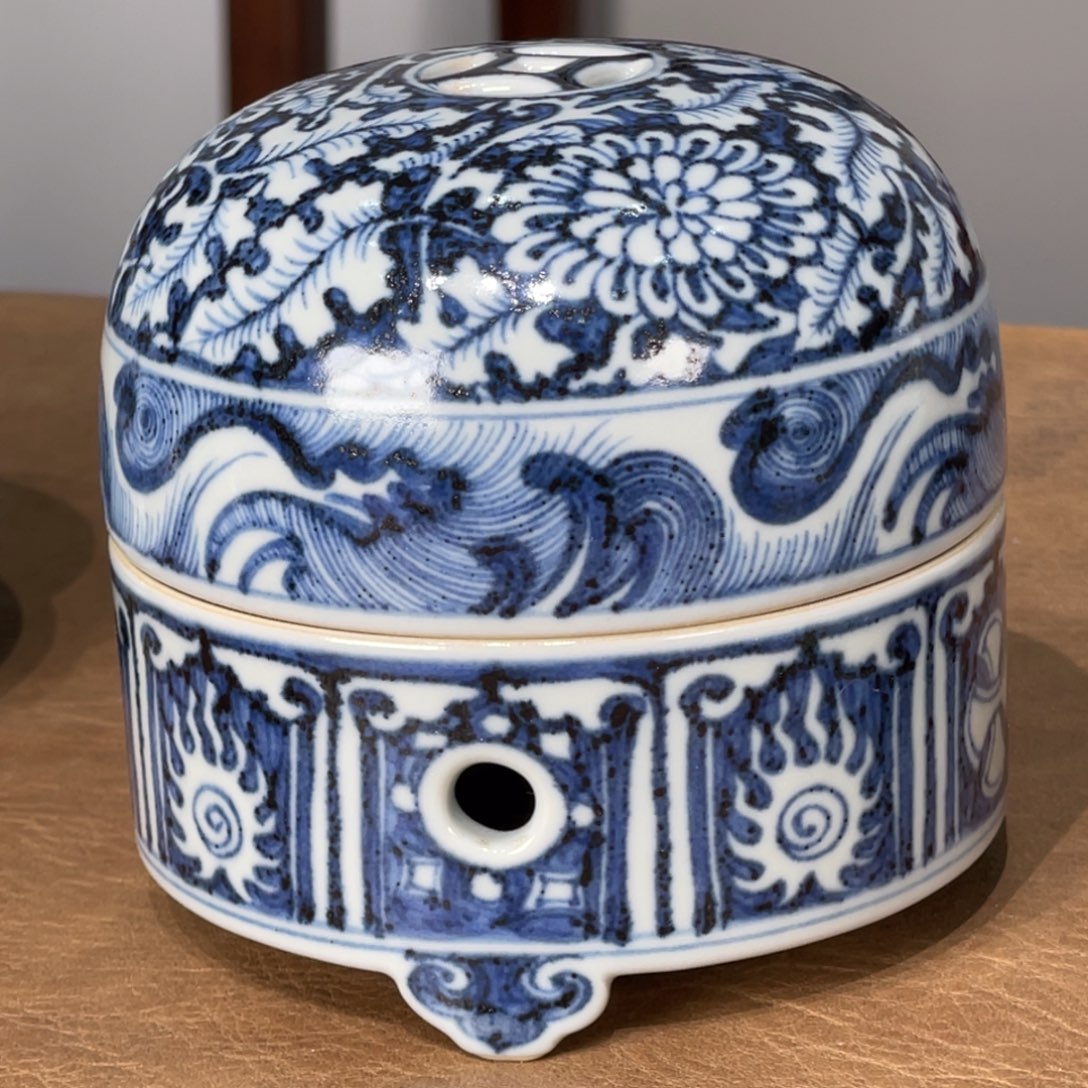 摆件陶古蓝堂青花蒙古包香炉