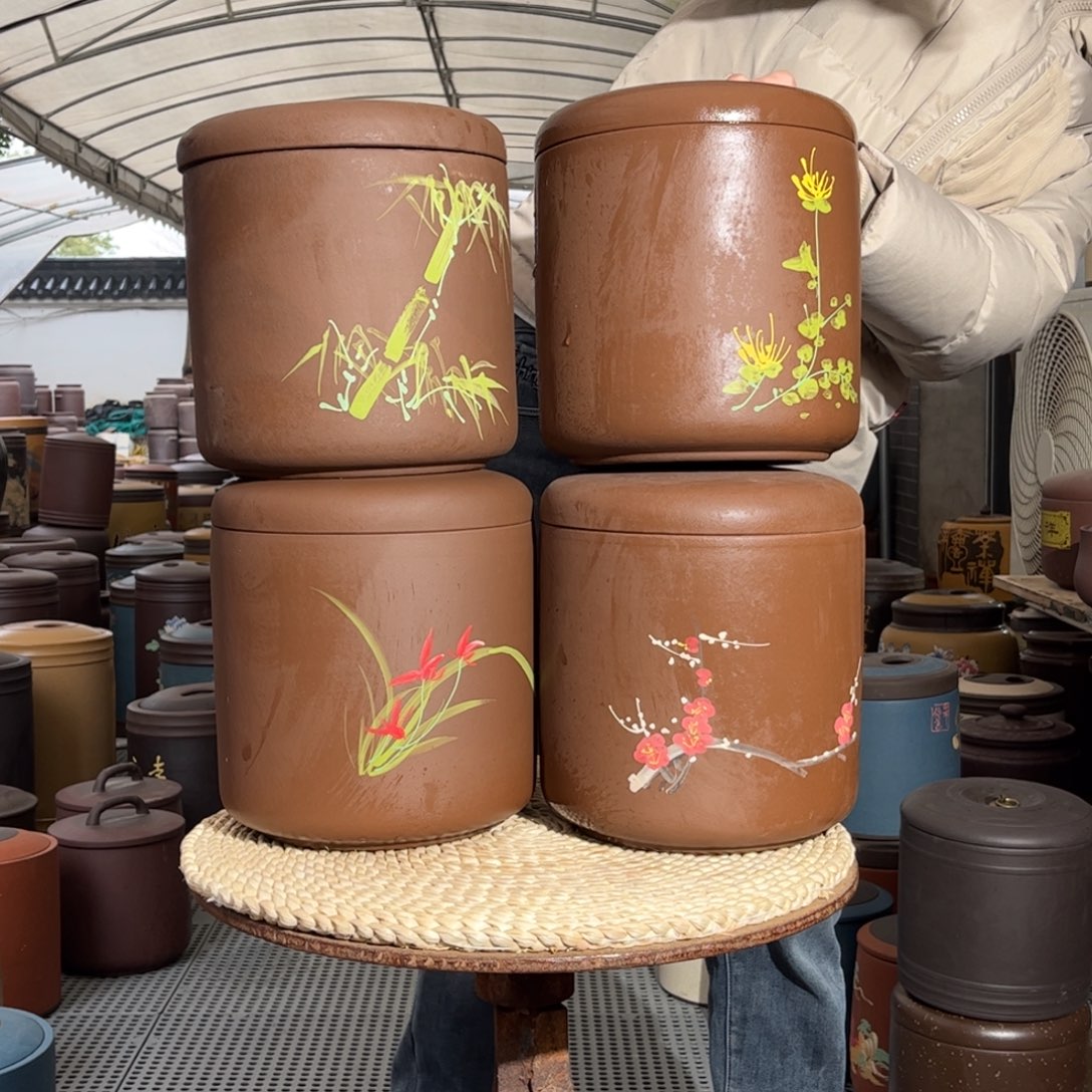 紫砂茶叶罐梅兰竹菊