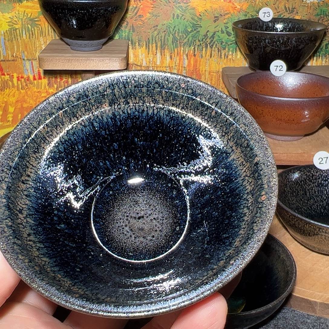 用***1茶盏宣和龙窑束口蓝油滴