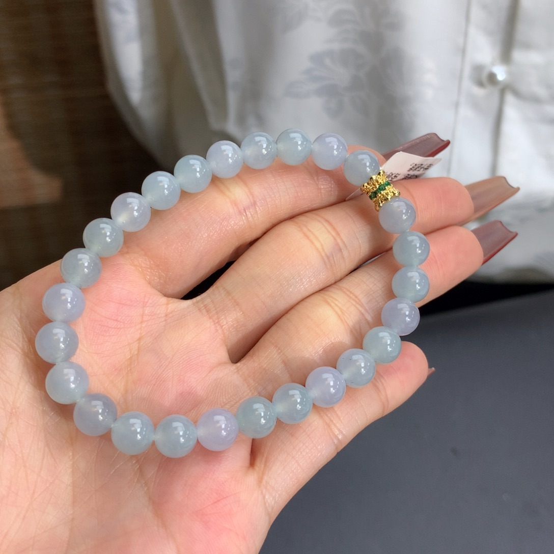 翡翠手链未镶嵌卡7冰胶双彩手串