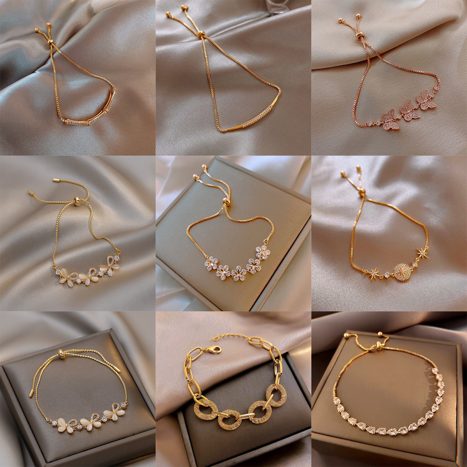 合金玻璃手链 韩式百搭珍珠手链女ins风小众高级感情侣轻奢手链