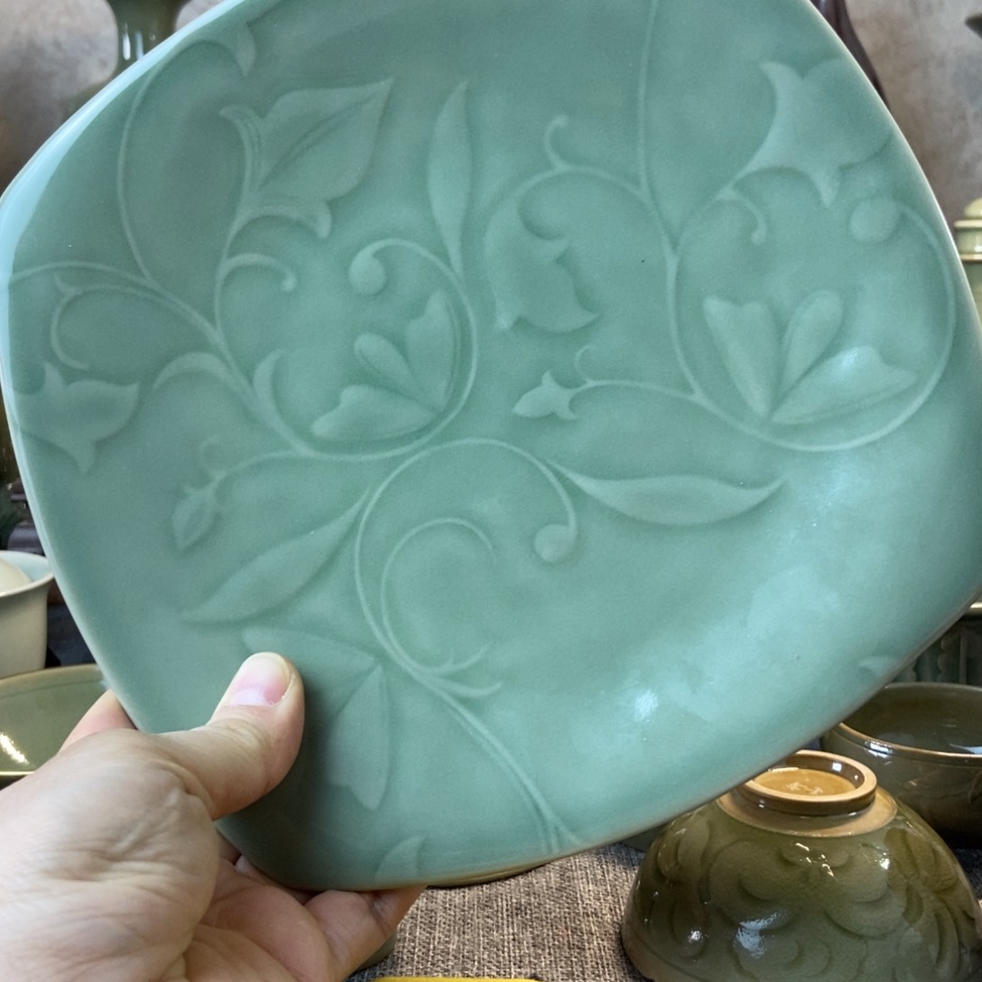 耀州窑福利款方盘4只