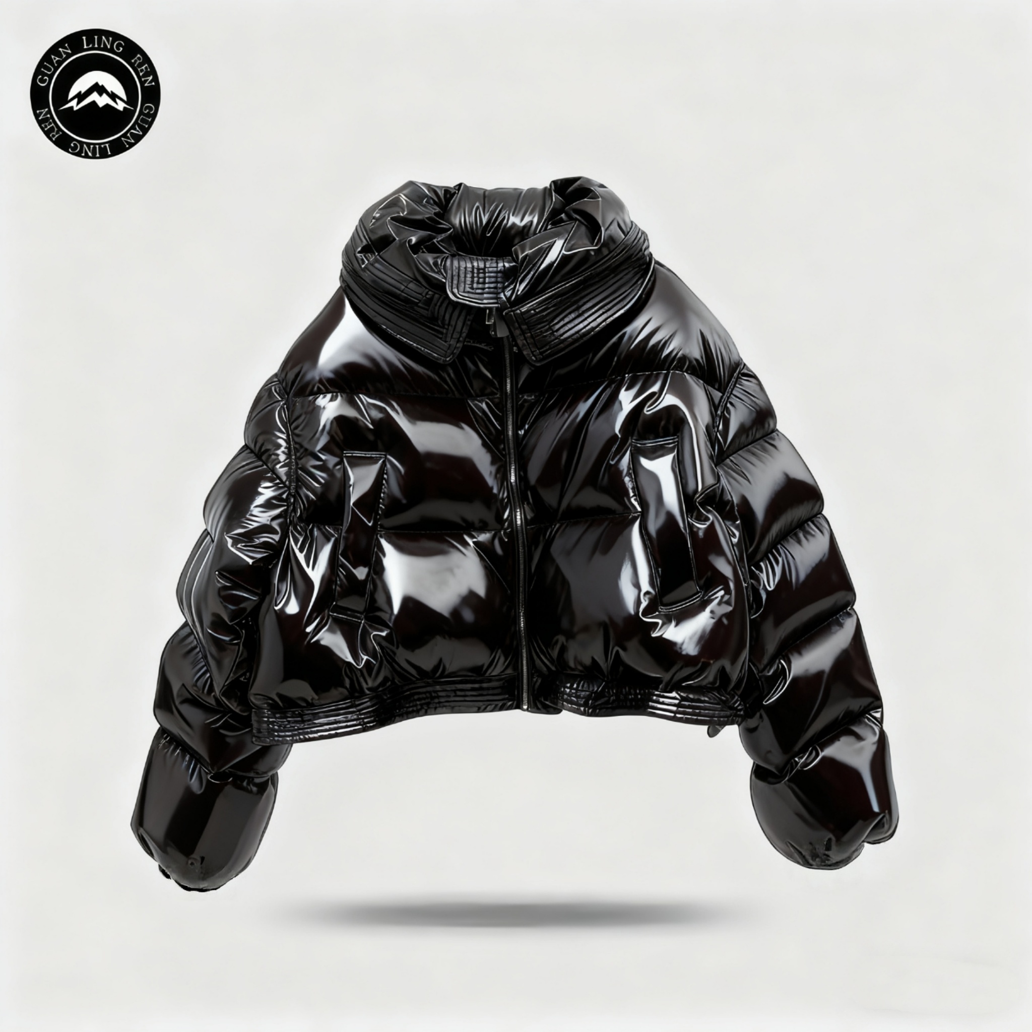 羽绒服保暖亮面蓬蓬面包服新国标90白鸭绒立领宽松慵懒高领2025款