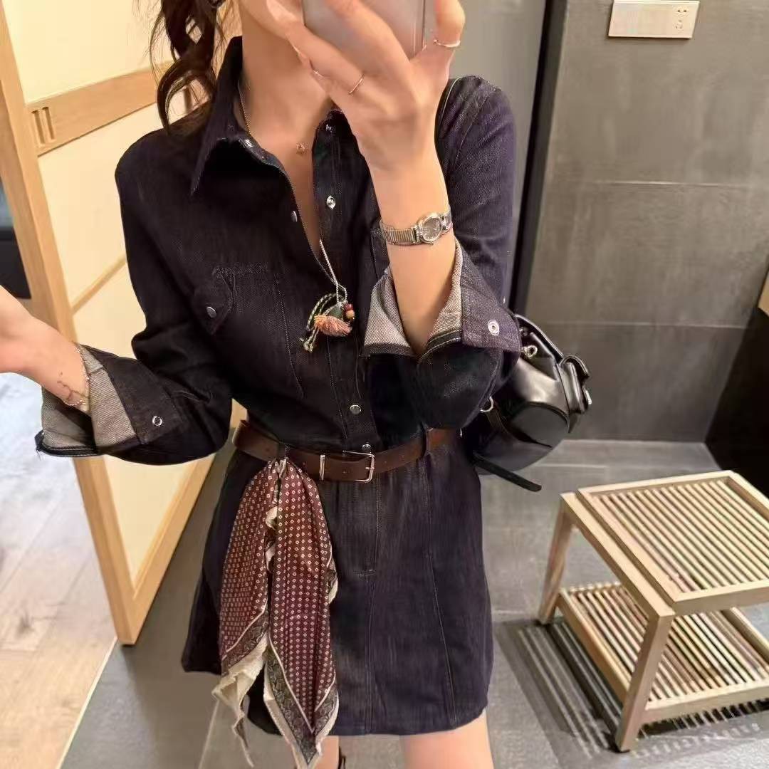 5511牛仔连衣丝巾裙