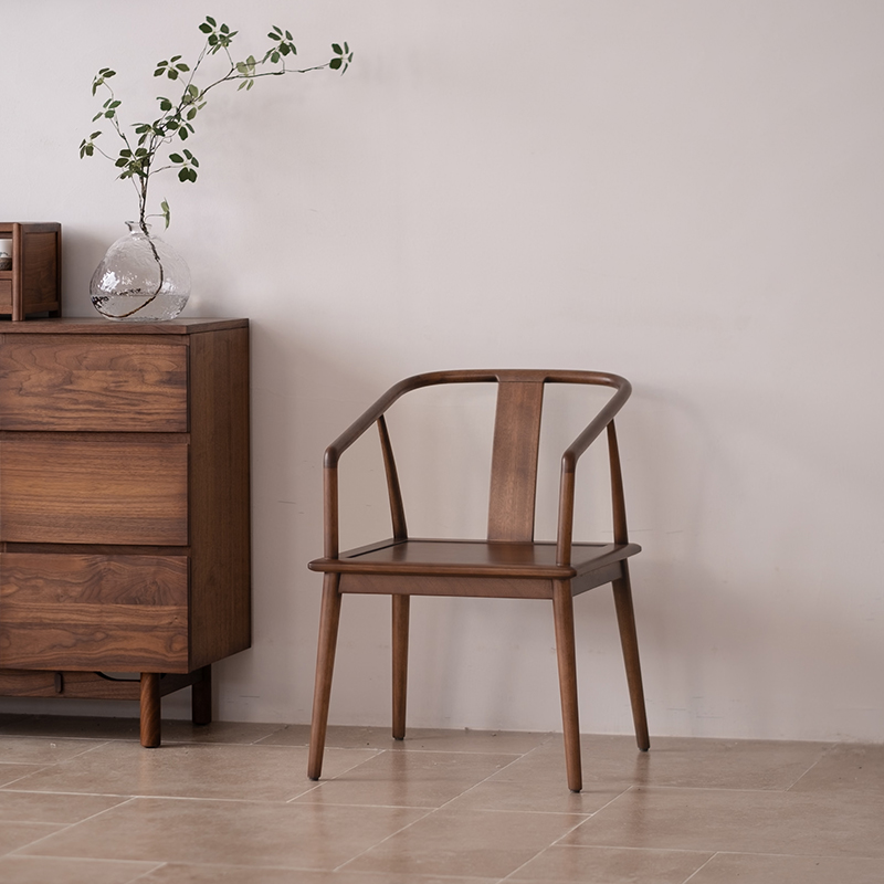 有清堂新中式茶椅金丝柚木实木靠背休闲客人椅禅意简约家用椅子