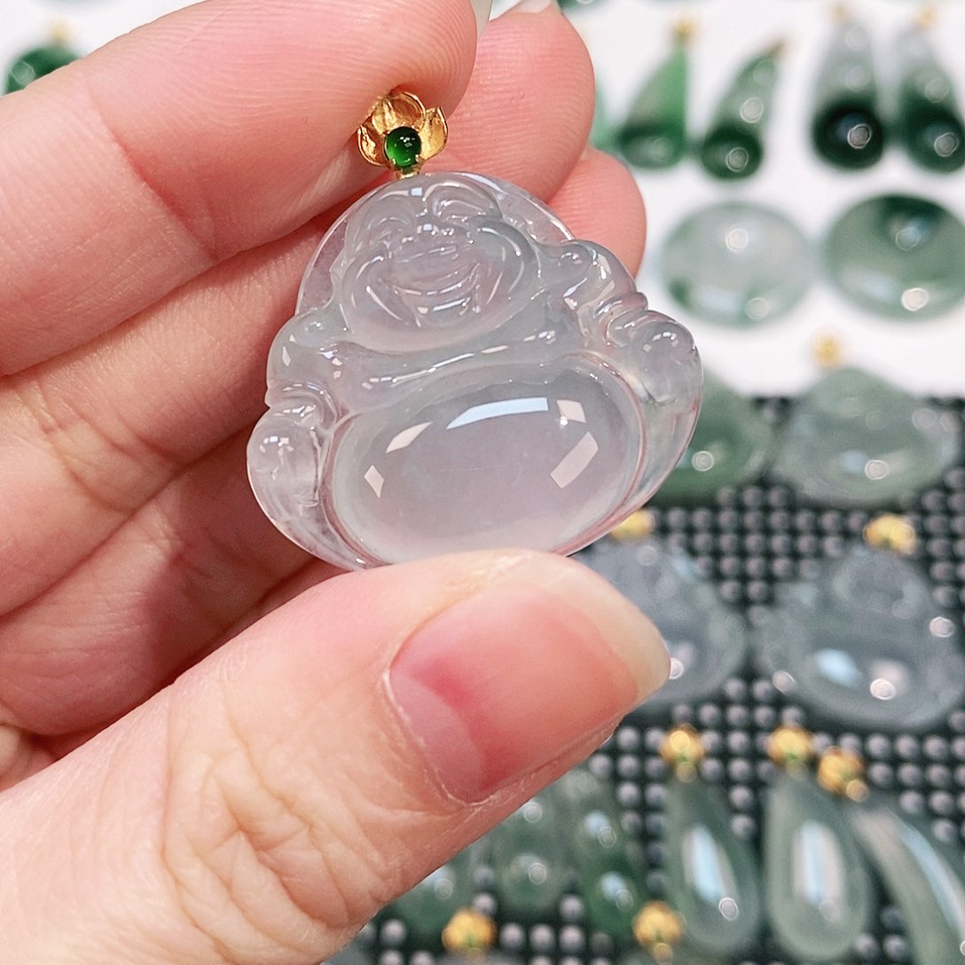 翡翠颈饰18K金镶嵌吊坠