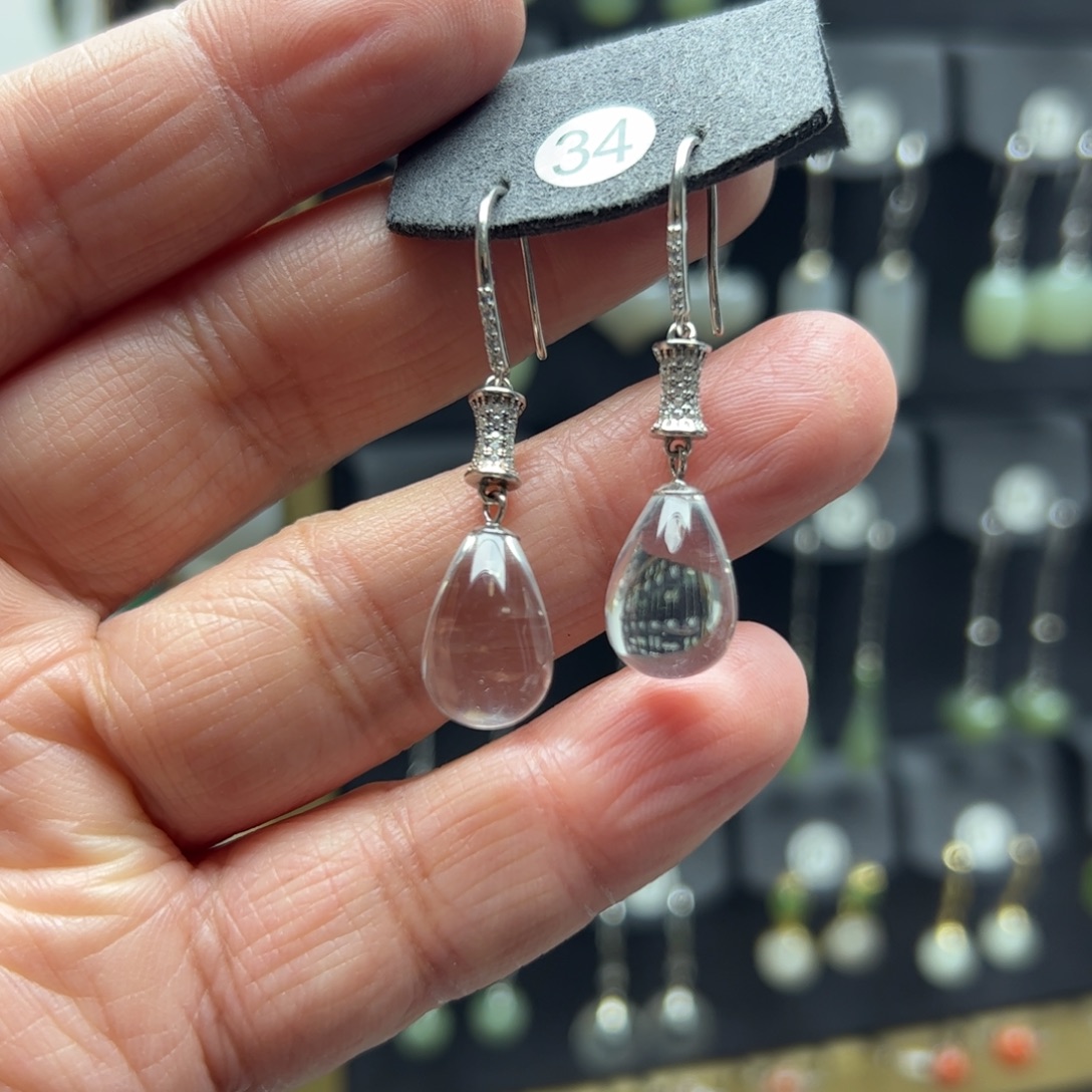 耳饰水晶银S925镶嵌