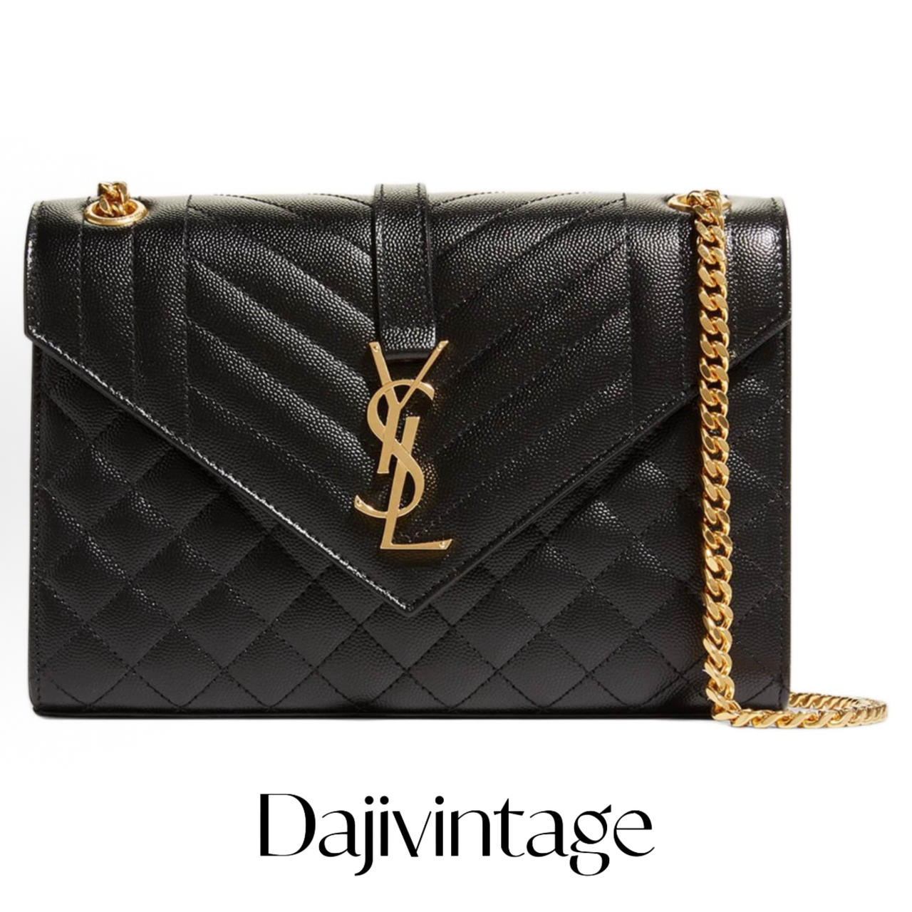 大吉中古/ysl圣罗兰黑金中号信封单肩包