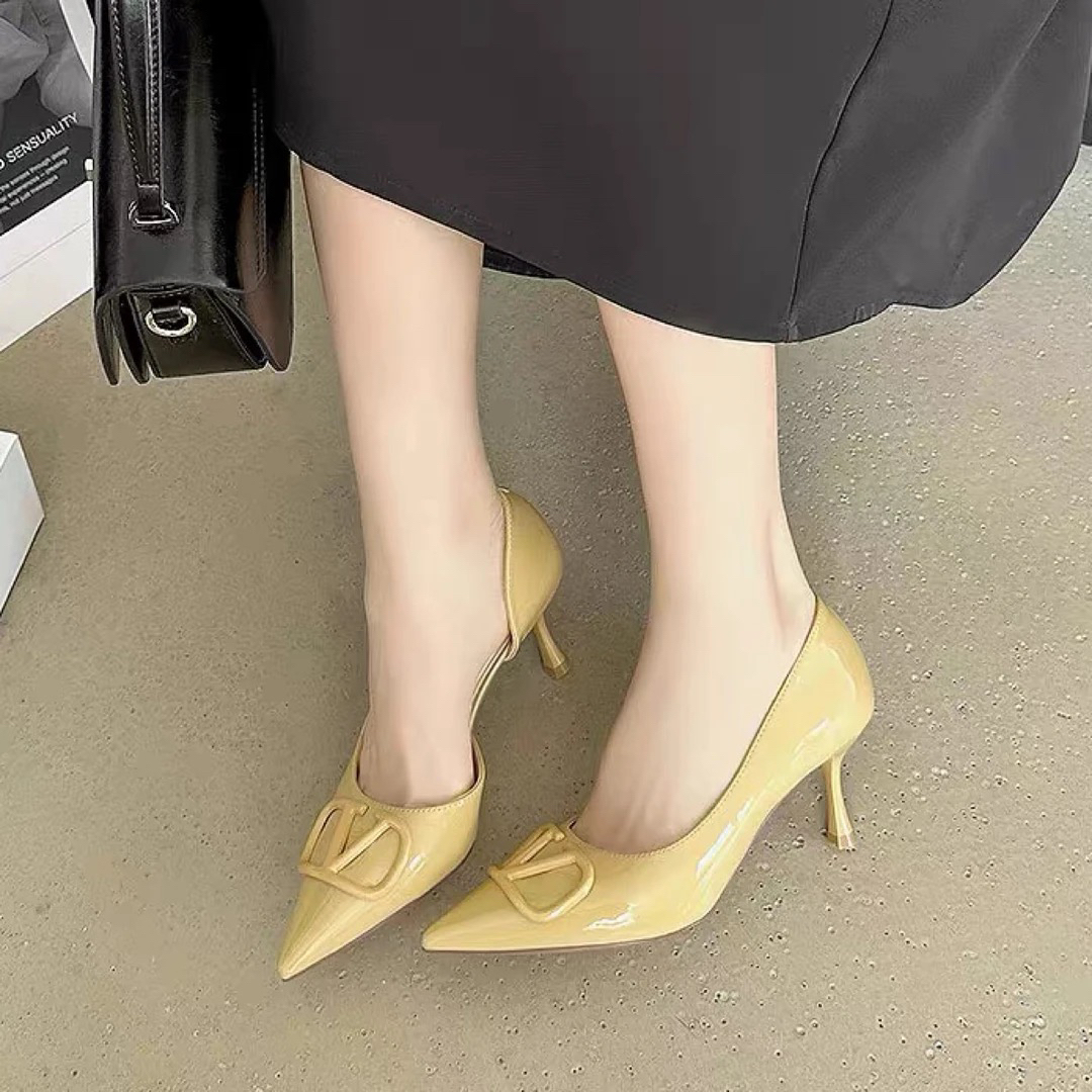 2KY-2524不累脚细高跟鞋新款绝美气质漆皮新单鞋尖头通勤职业女鞋