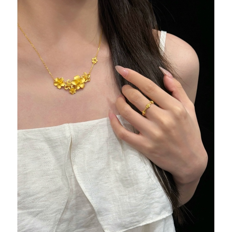 铜合金项链 《福系列》三生花项链饰品锁骨链精美首饰百搭气质轻奢