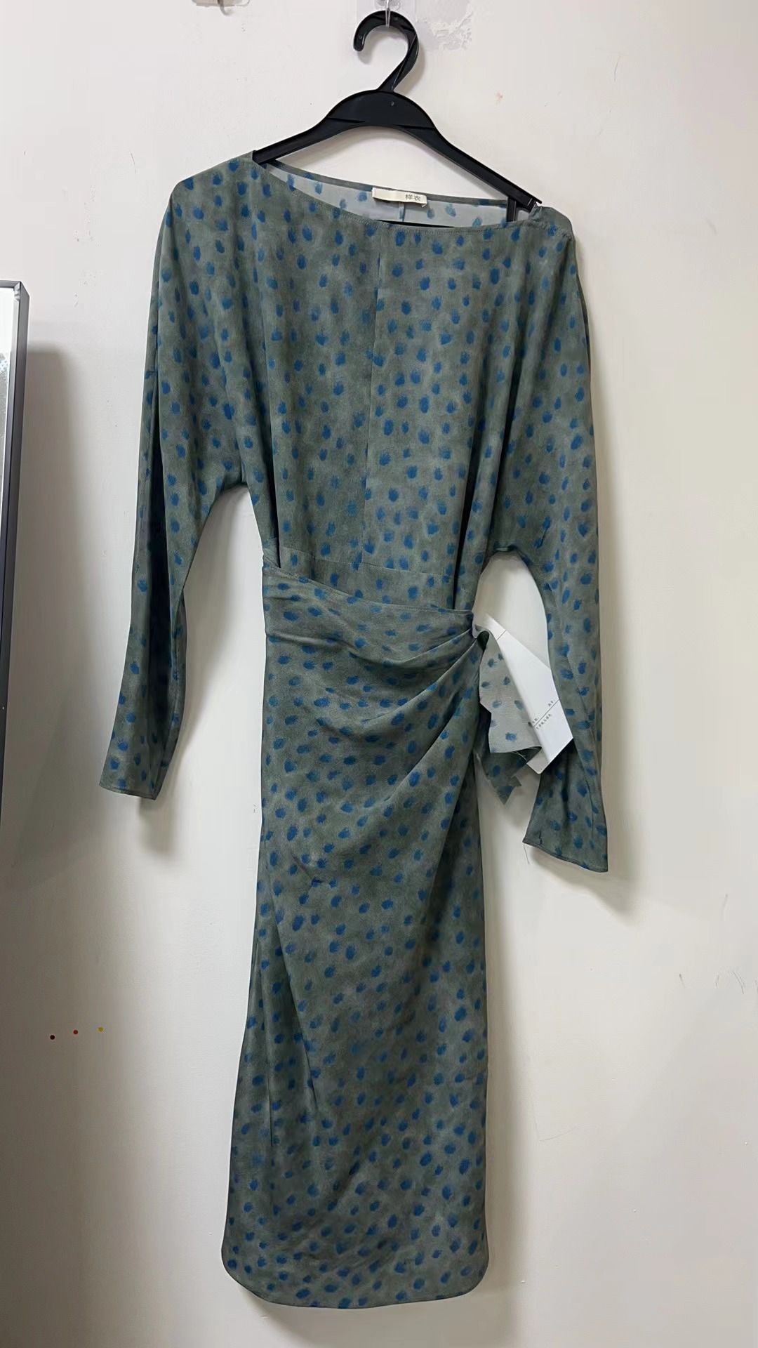 【AC专属】蓝色雨点真丝夏季连衣裙-KDL2022