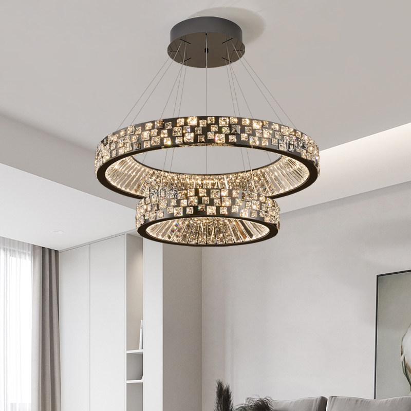 意式极简客厅水晶吊灯高级感设计师款现代轻奢大气高档餐