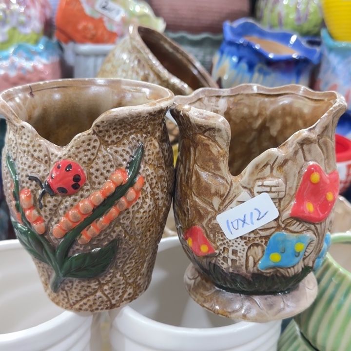 凑9块包邮，有孔，陶瓷花盆