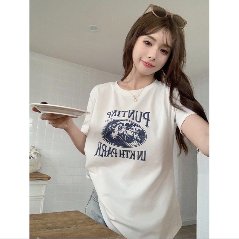 【现现专场】大码胖mm设计感正肩上衣韩版宽松不规则束腰短袖t恤女