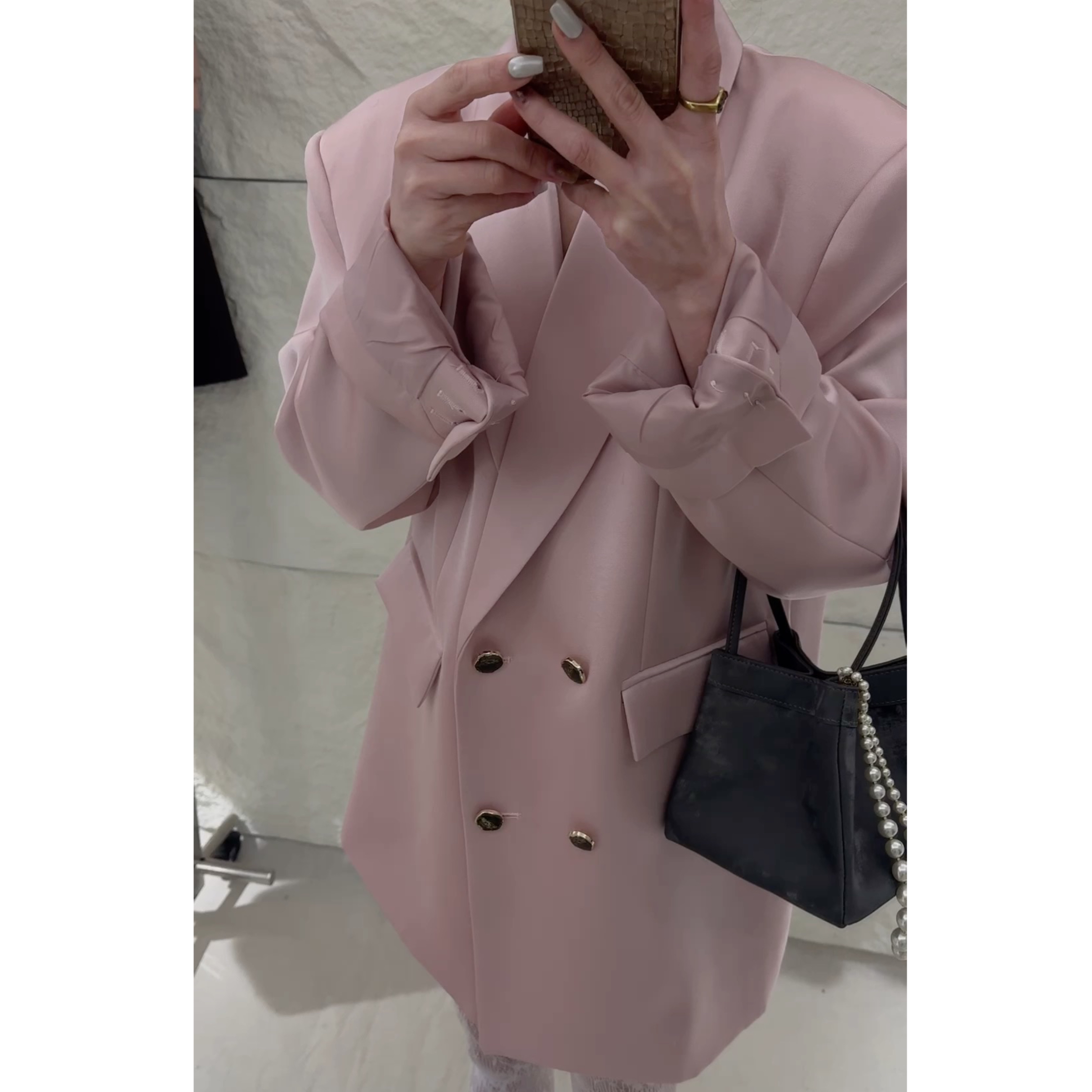 2025春款巨显白樱花琉璃缎高奢光泽感滑溜溜显瘦西装外套