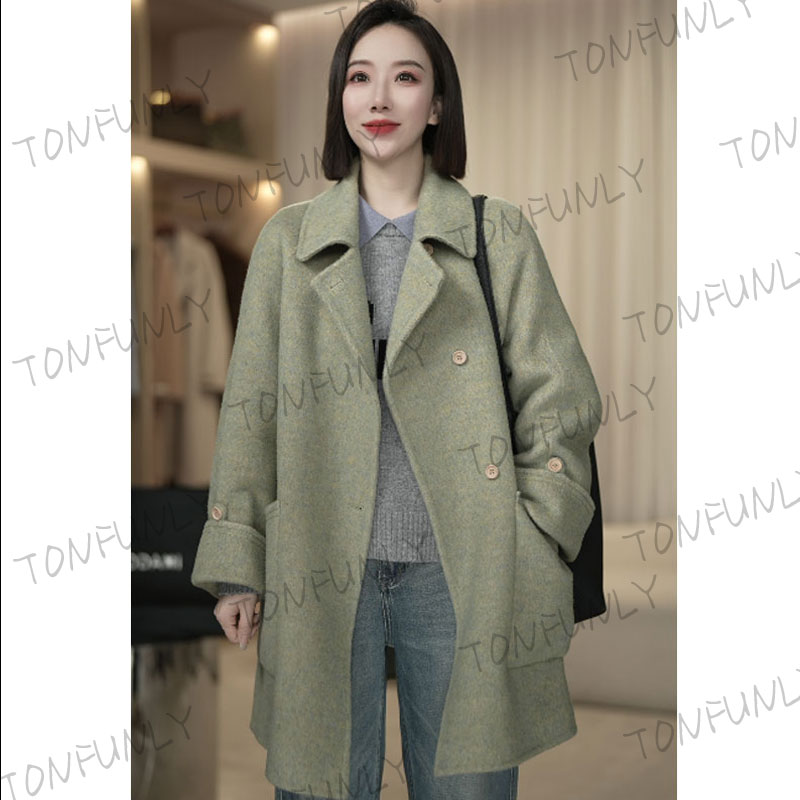  [TONFUNLY]翻袖短款冬季新款大衣百搭气质毛呢外套大衣