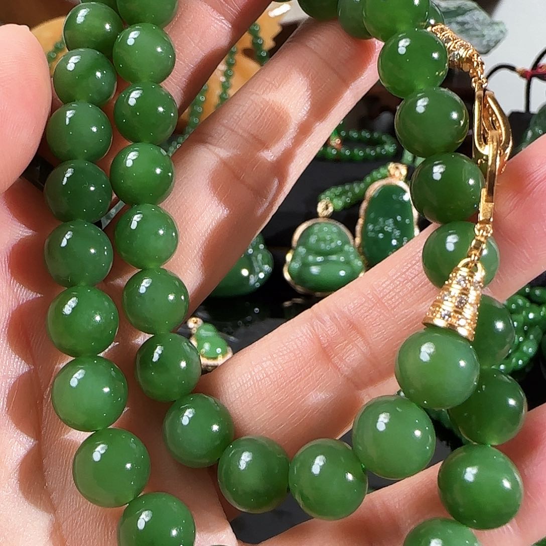 和田玉（碧玉）颈饰银S925镶嵌