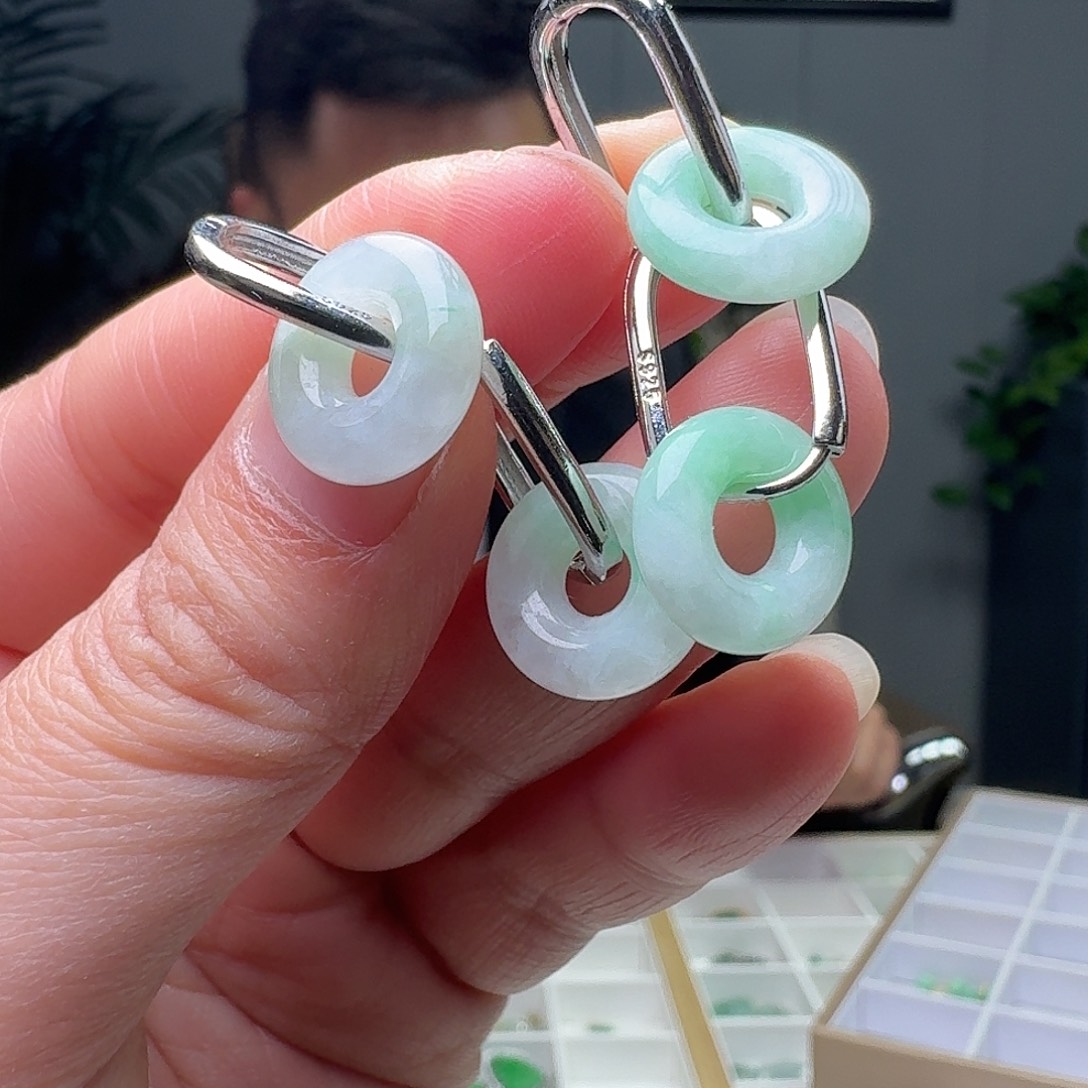 翡翠银S925镶嵌耳饰多样性发货其一