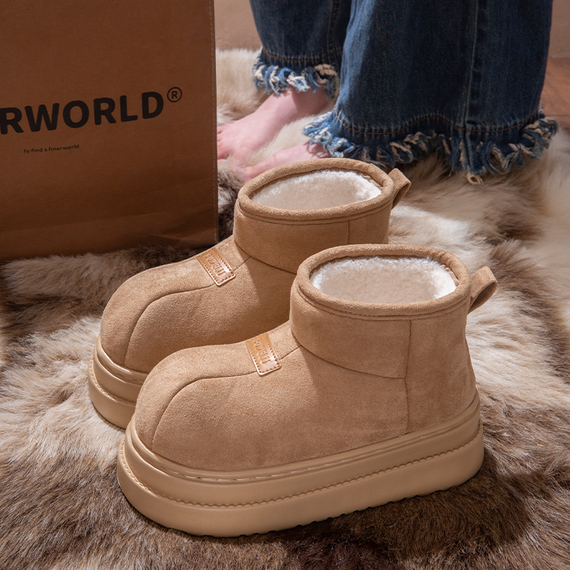 ECAC雪地靴女士冬季2026新款外穿时尚百搭厚底防滑加绒包跟棉鞋女商品图