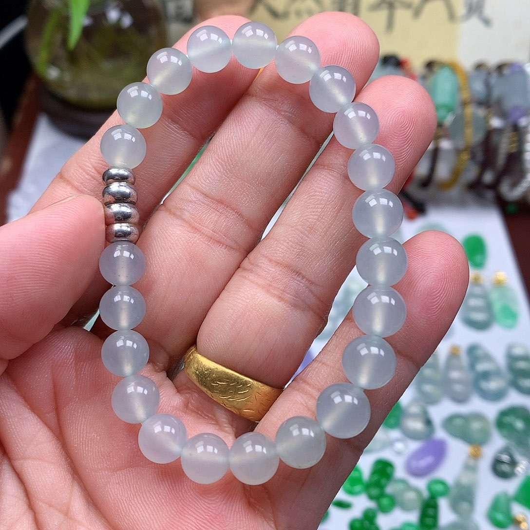 翡翠裸石缅甸天然A货翡翠冰种珠串