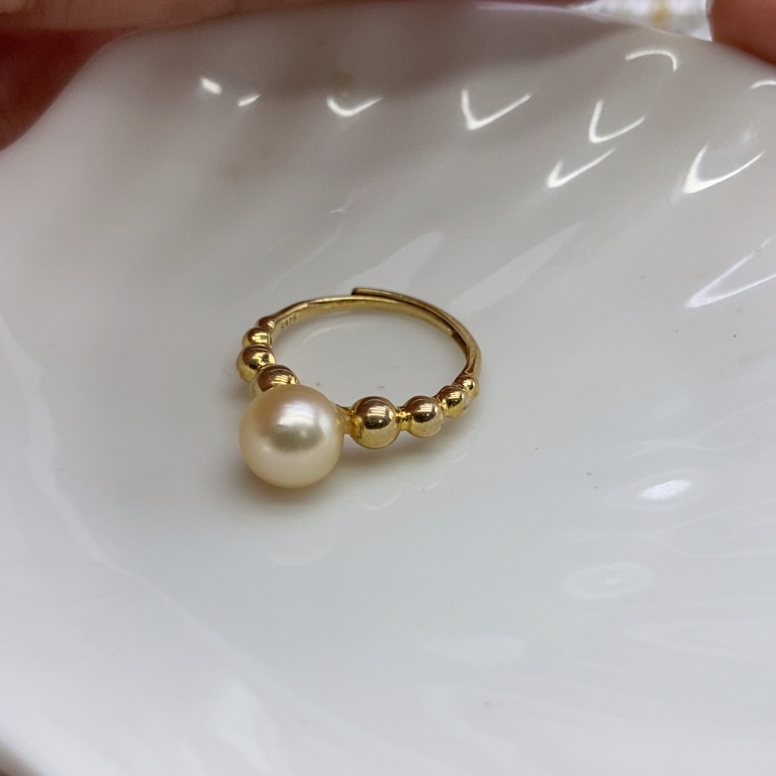 海水珍珠戒指银S925镶嵌