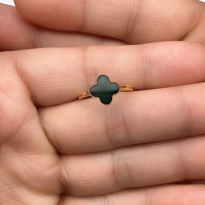 翡翠戒指18K金镶嵌墨翠女戒