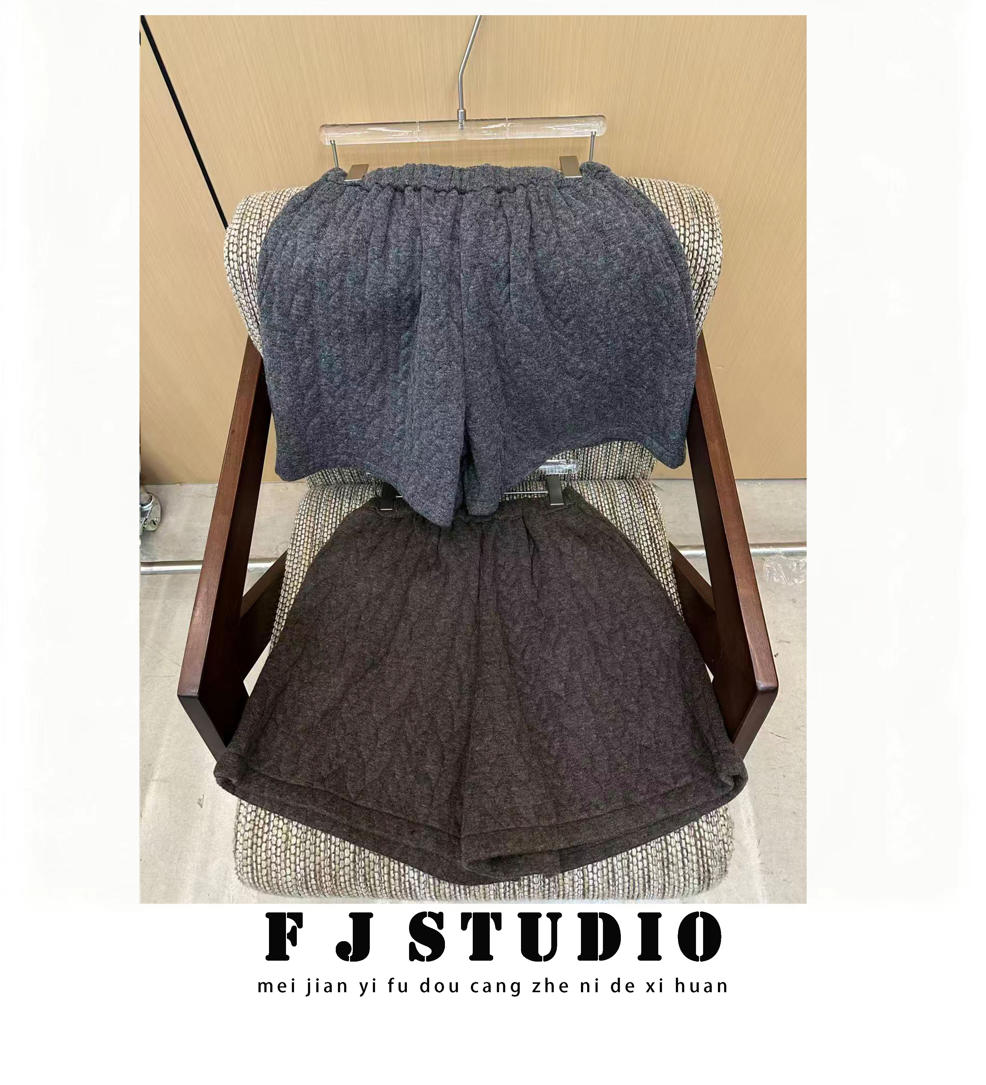 凤姐定制 {麻花短裤}F0112025107韩系复古松紧腰麻花编织设计短裤