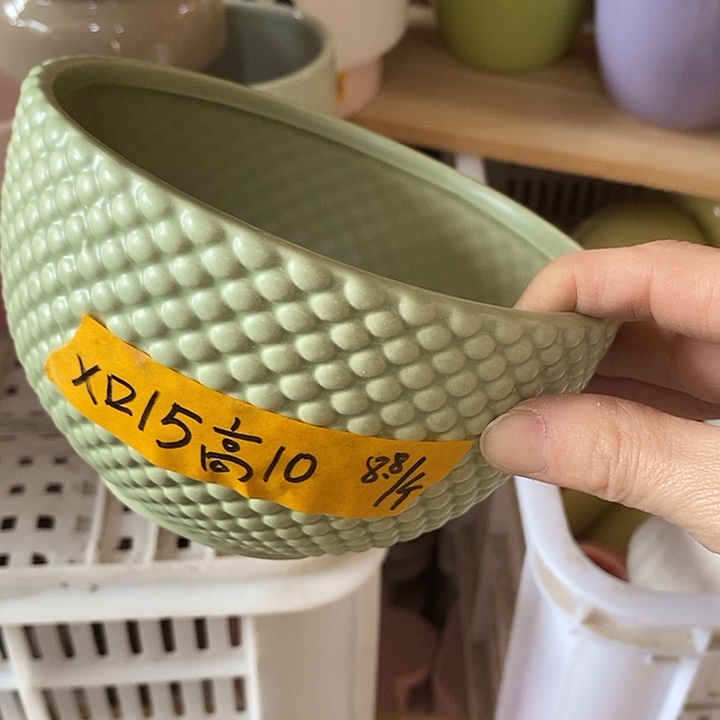 陶盆有孔 瑕疵针孔漏釉介意勿拍 口高