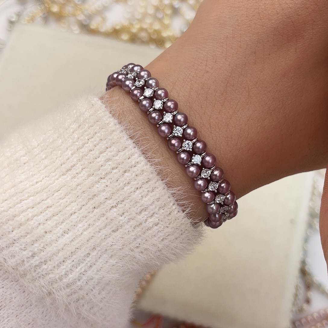 银S925镶嵌手链淡水珍珠