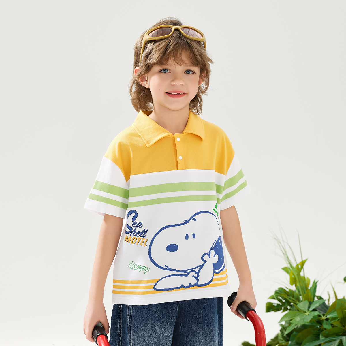 【洛儿妈青货福利】夏季中大童POLO衫休闲时尚印冰感棉短袖4T147