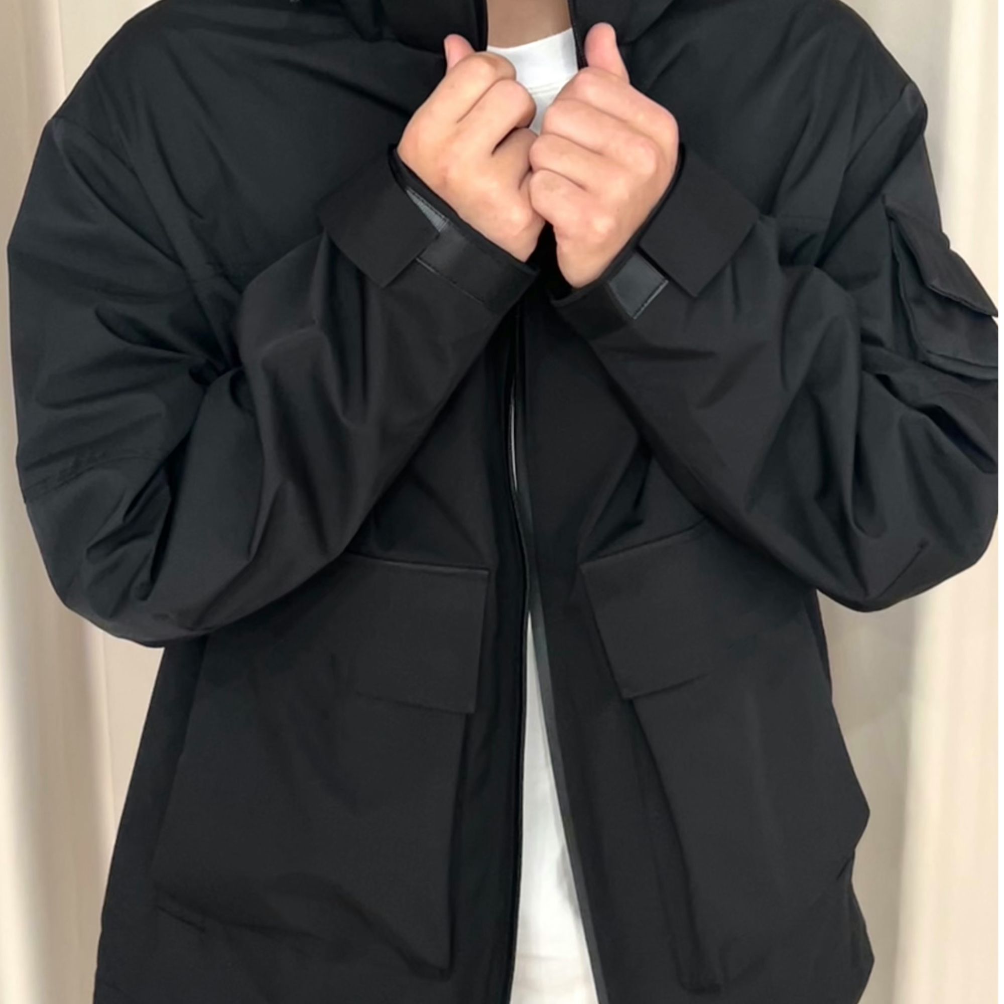 【添添专享】9811户外设计感纯色百搭连帽大码男士外套