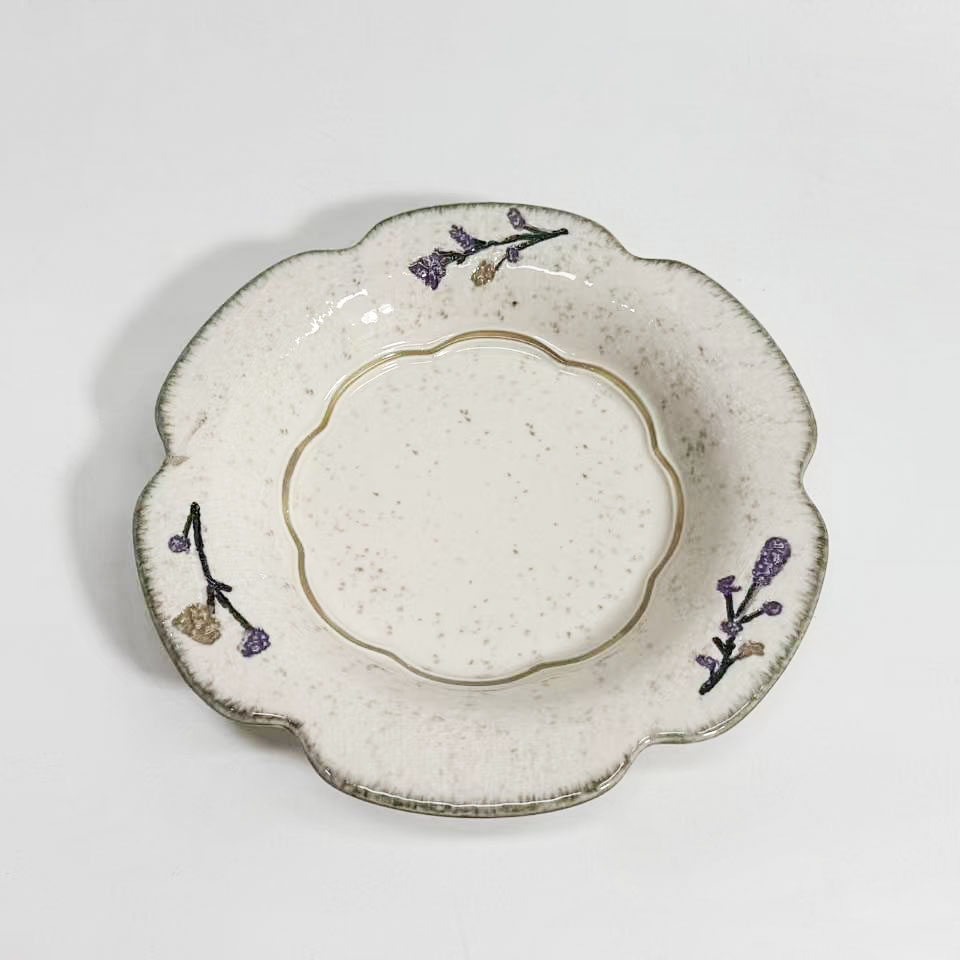 晚秋 手工花朵不规则餐盘 20*20*3